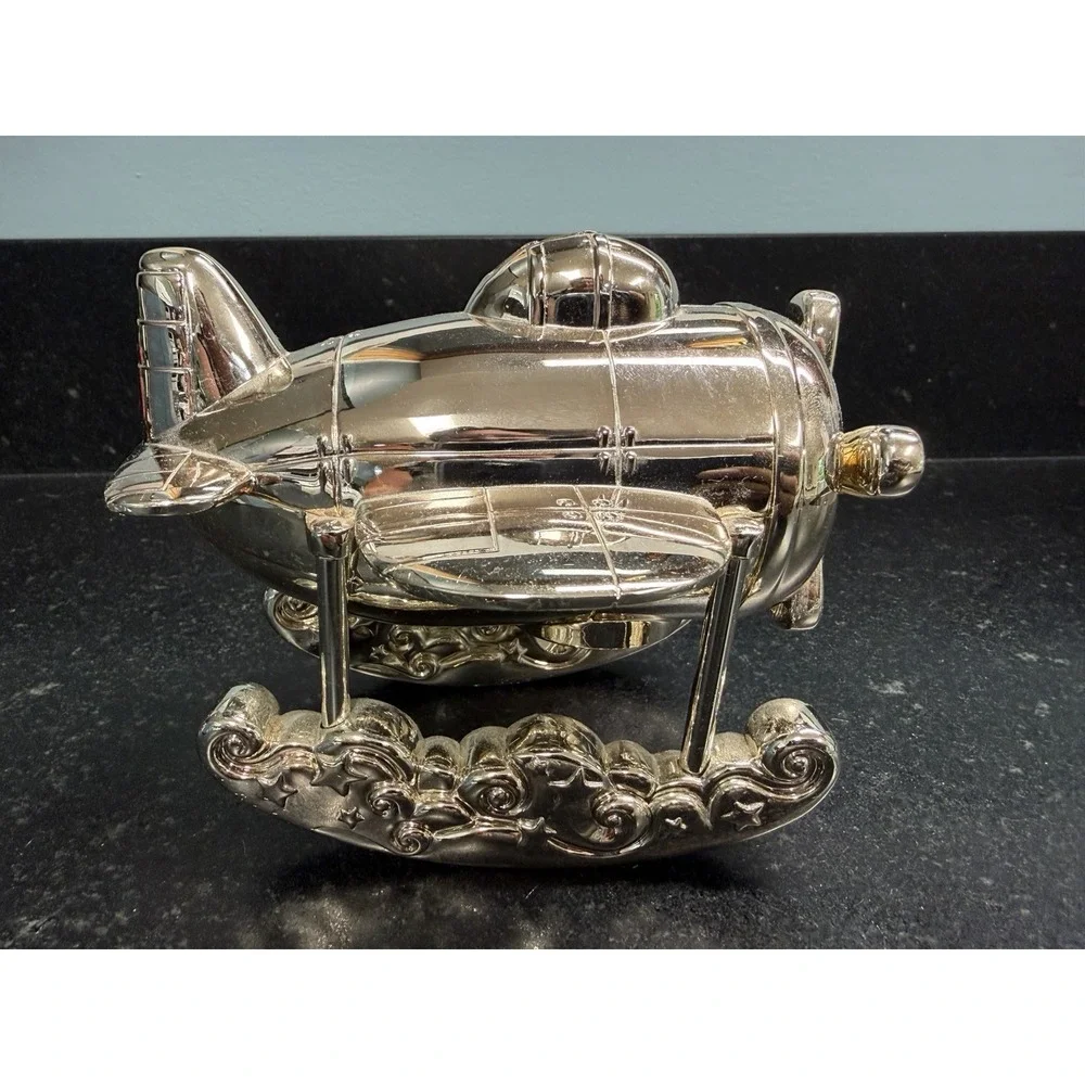Reed & Barton Zoom Zoom Silverplate Airplane Coin Bank 4.75